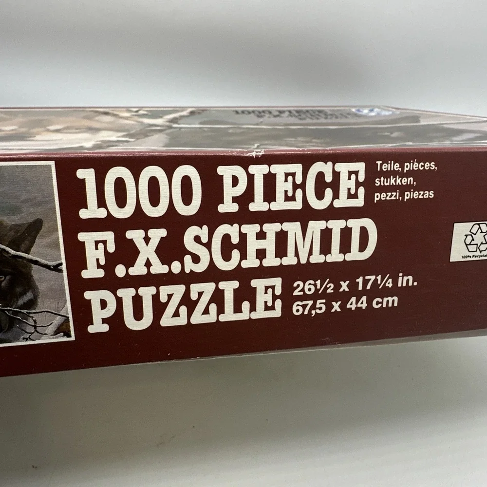 Eyes In Mist Jigsaw Puzzle 1000 F.X. Schmid 1993 Wolves Snow Animal Winter‎ New